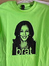 Brat Kamala Photograph Hi-Contrast Bright Green T-shirt